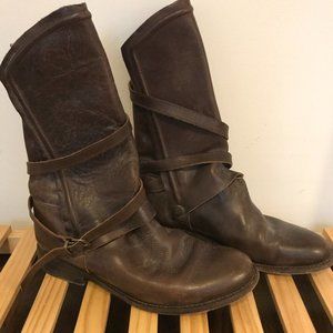 Holding Horses leather mid calf boots with strap ~made in Mexico~